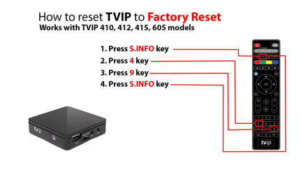 TVIP Instruktioner Svensk IPTV Steg 4 Fabriksåterställning